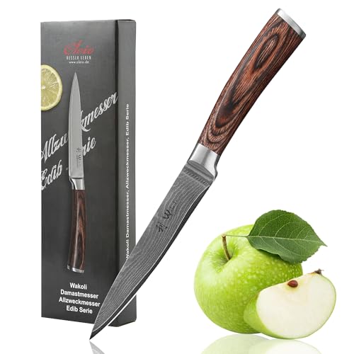 Couteau de cuisine WAKOLI universel en acier Damas | Tranchant 12,5cm | Professionnel | Cuisine | Coupe impeccable | Aci