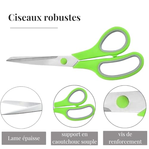 Ciseaux de cuisine YARANYMultiusage Très Coupants en Acier Inoxydable avec Poignées Souples - Lot de 2 - Idéal pour Cuis